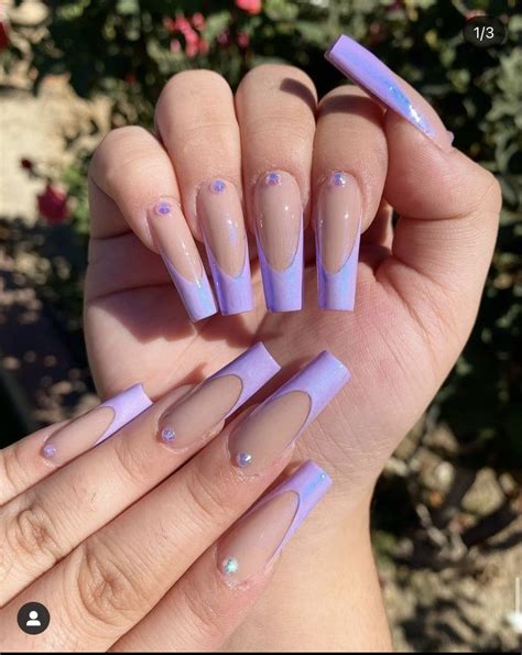 acrylic purple french tip nails|purple ombre french tip nails.